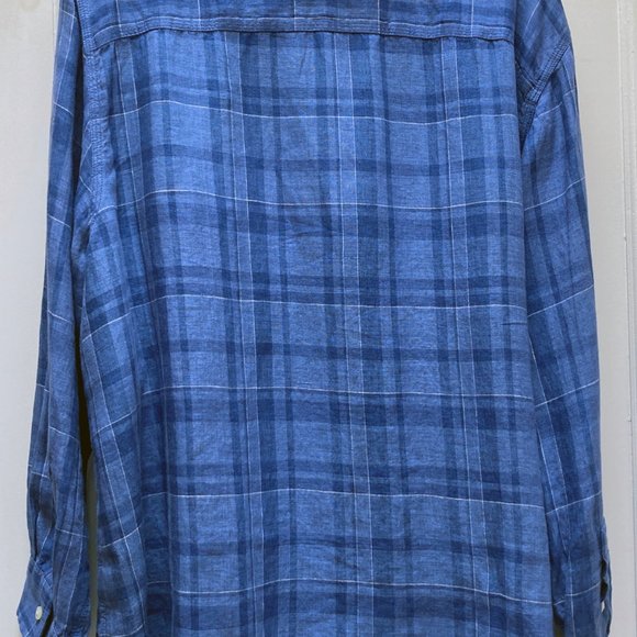 LAUREN Ralph Lauren Multi Blue Plaid100% Linen Button-Up Shirt Sz 3X NWT, New, - Picture 3 of 6